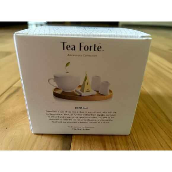 New Tea Forte Cup White Ceramic Cafe Tea Cup w/ Hole in Lid - Picture 9 of 10